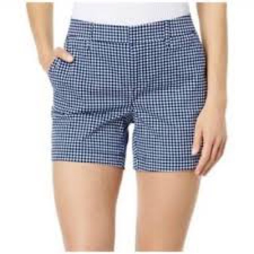 Tommy Hilfiger Hollywood Navy and White Gingham High-Rise Shorts 10